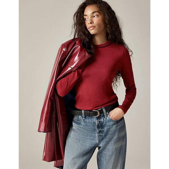 J. Crew Sweaters - J. Crew Carolyn embellished fitted crewneck sweater in merino wool small